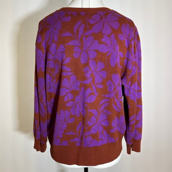 NWT Liz Claiborne Floral V-Neck Button Up Cardigan Sweater Womens Petite Sz PXL - Picture 6 of 10